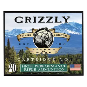 Grizzly Cartridge High Performance Rifle 45-70 Government +P Ammo 350 Grain Bonded Flat Nose Box of 20