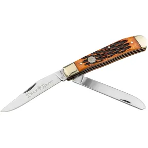 Boker Knives Traditional Series 2.0 Trapper Pocket Knife 3.25" Clip and Spey Point D2 Satin Blade Bone Handle Brown