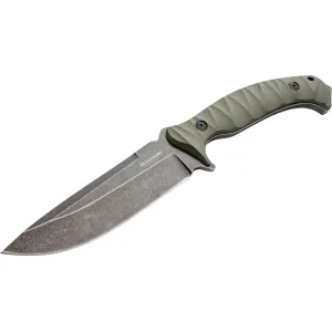 Boker Knives Persian Fixed Blade Knife 4.72" Drop Point 440A Black Stonewash Blade G-10 Handle Green