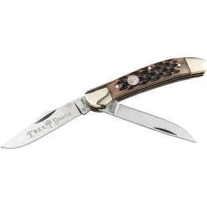 Boker Knives Traditional Series 2.0 Copperhead Pocket Knife 2.75" Clip Point, Drop Point D2 Satin Blade Jigged Bone Handle Brown