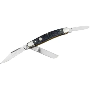 Boker Knives Traditional Series 2.0 Medium Stockman Pocket Knife 2.25" Clip Point, Pen, Wharncliffe D2 Satin Blade Jigged Bone Handle Black