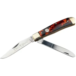 Boker Knives Traditional Series 2.0 Trapper Pocket Knife 3.25" Clip and Spey Point D2 Satin Blade Tortoiseshell Handle Brown