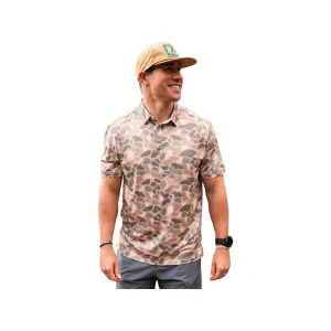 Burlebo Men's Performance Short Sleeve Polo Pintail Camo Medium