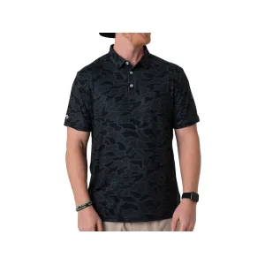 Burlebo Men's Performance Short Sleeve Polo Black Camo Large