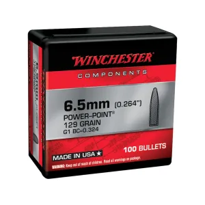Winchester Power-Point 6.5mm, 264 Caliber (264 Diameter) Bullets 129 Grain Jacketed Soft Point Case of 1000