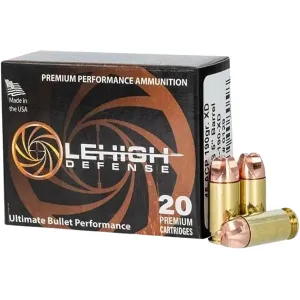 Lehigh Defense Xtreme Defense 45 ACP Ammo 190 Grain Fluted Lead Free Box of 20
