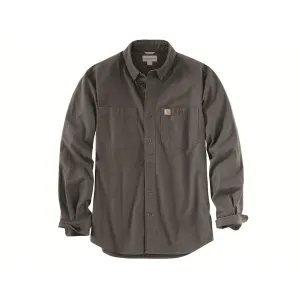 Carhartt Men's Rugged Flex Relaxed Fit Midweight Canvas Long Sleeve Shirt Gravel XL Tall