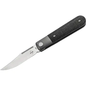 Boker Knives Modern Barlow Pocket Knife 2.52" Clip Point Nitro-V Satin Blade Micarta Handle Black
