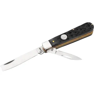 Boker Knives Traditional Series 2.0 Razor Jack Pocket Knife 2.48" Drop Point, Spey D2 Satin Blade Jigged Bone Handle Black