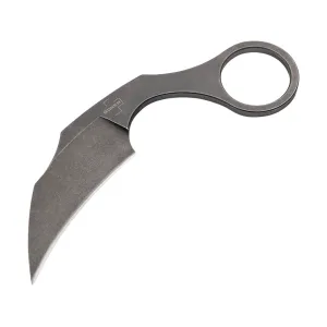 Boker Knives Bad Moon Fixed Blade Knife 2.56" Karambit D2 Black Stonewash Blade D2 Handle Black Stonewash