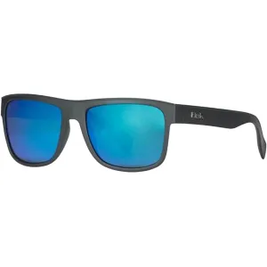 Huk Men's Clinch Polarized Sunglasses Matte Black Frame Blue Mirror Lens