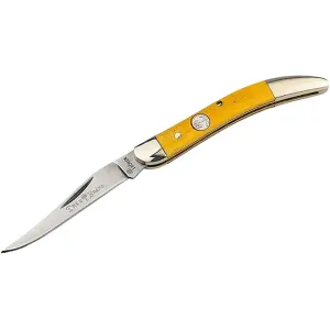 Boker Knives Traditional Series 2.0 Texas Toothpick Pocket Knife 2.29" Clip Point D2 Satin Blade Bone Handle Yellow