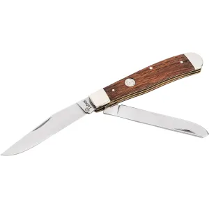 Boker Knives Traditional Series 2.0 Trapper Pocket Knife 3.27" Drop Point, Sheepsfoot 1095 Satin Blade Rosewood Handle Brown