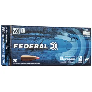 Federal Varmint & Predator 223 Remington Ammo 53 Grain Hornady V-Max Polymer Tip Case of 200 (10 Boxes of 20)