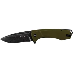 Buck Knives 713 Ruckus Pocket Knife 3.5" Drop Point D2 Black Stonewash Blade Aluminum Handle Green