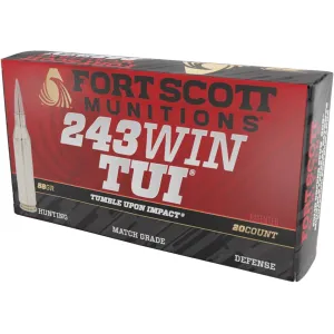 Fort Scott Munitions TUI 243 Winchester Ammo 58 Grain Solid Lead Free Box of 20
