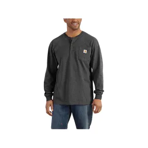 Carhartt Men's Loose Fit Heavyweight Long Sleeve Henley Shirt Carbon Heather XL Tall