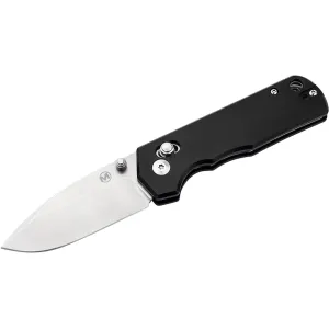 Boker Knives Rockstub 2.0 Pocket Knife 2.64" Drop Point Sandvik 14C28N Satin Blade Aluminum Handle Black