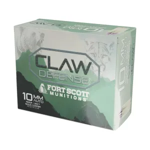 Fort Scott Munitions Claw Defense 10mm Auto Ammo 190 Grain Solid Flat Nose Lead Free Box of 20