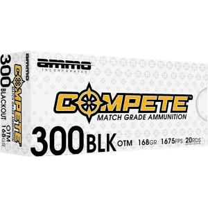 Ammo Inc. Compete 300 AAC Blackout (7.62x35mm) Ammo 168 Grain Open Tip Match Box of 20