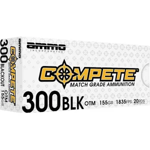 Ammo Inc. Compete 300 AAC Blackout (7.62x35mm) Ammo 155 Grain Open Tip Match Box of 20