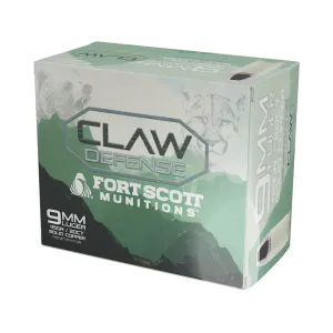 Fort Scott Munitions Claw Defense 9mm Luger Ammo 115 Grain Solid Flat Nose Lead Free Box of 20