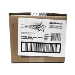 Independence 40 S&W Ammo 180 Grain Full Metal Jacket Box of 500 (Bulk)
