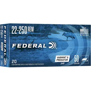 Federal American Eagle 22-250 Remington Ammo 50 Grain Jacketed Hollow Point Case of 200 (10 Boxes of 20)