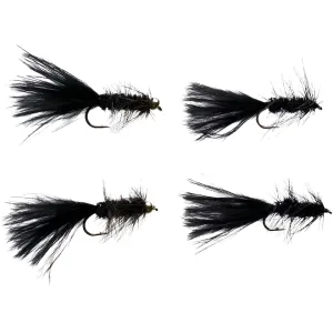 Cortland Fairplay Black Wooly Bugger Fly Assortment 4PK