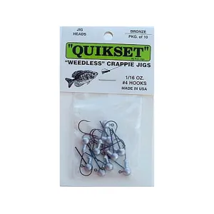 Quikset Weedless Crappie 1/8oz Round Ball Jighead Unpainted Bronze #1/0 Hook