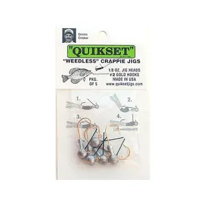 Quikset Weedless Crappie 1/16oz Round Ball Jighead Unpainted Gold #4 Hook