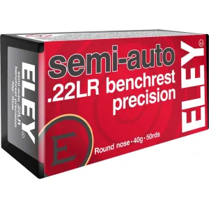 Eley Semi-Auto Benchrest Precision 22LR Ammo 40 Grain Round Nose Case of 5000 (100 Boxes of 50)