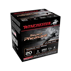 Winchester Super Pheasant 20 Gauge Ammo 3" #4 Copper Plated Lead Shot 1-1/4 oz Case of 250 (10 Boxes of 25)