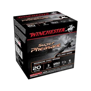 Winchester Super Pheasant 20 Gauge Ammo 3" #6 Copper Plated Lead Shot 1-1/4 oz Case of 250 (10 Boxes of 25)