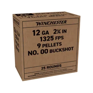 Winchester 12 Gauge Ammo 2-3/4" #00 Buckshot 9 Pellets Case of 250 (10 Boxes of 25)