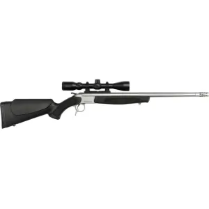 CVA Scout V2 Single Shot Rifle 35 Whelen 25" Fluted Stainless Steel Barrel Stainless Frame Black Ambidextrous Stock with Scope