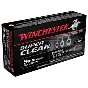 Winchester Super Clean NT 9mm Luger Ammo 95 Grain Winchester Super Clean Full Metal Jacket Lead Free Case of 500 (10 Boxes of 50)