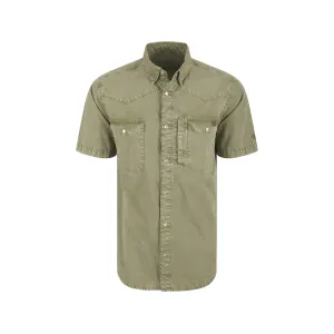 Drake Men's Cinco Ranch Acid Wash Shirt Oil Green 2XL