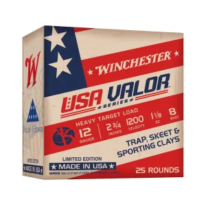 Winchester USA Valor Target 12 Gauge Ammo 2-3/4" #8 Lead Shot 1-1/8 oz Case of 250 (10 Boxes of 25)