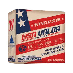 Winchester USA Valor Target 12 Gauge Ammo 2-3/4" #7-1/2 Lead Shot 1-1/8 oz Case of 250 (10 Boxes of 25)