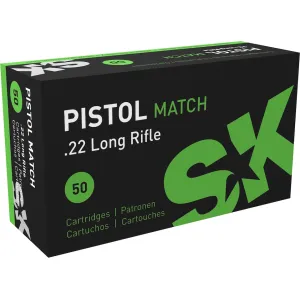SK Pistol Match 22LR Ammo 40 Grain Round Nose Box of 500 (10 Boxes of 50)