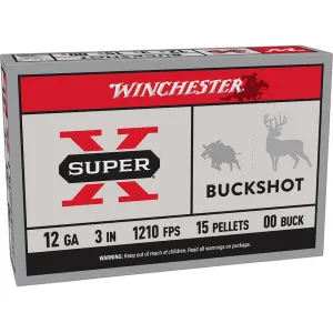 Winchester Super X 12 Gauge Ammo 3" #00 Buckshot 15 Pellets Case of 250 (50 Boxes of 5)