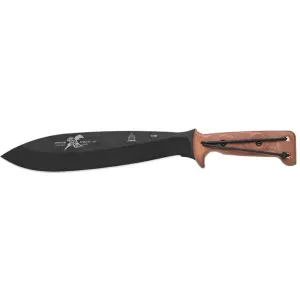 TOPS Knives Power Eagle 12 Fixed Blade Knife 12" Drop Point 1095 Black Traction Blade Canvas Micarta Handle Tan