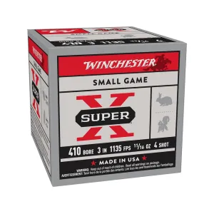 Winchester Super X High Brass 410 Ammo 3" #4 Lead Shot 11/16 oz Case of 250 (10 Boxes of 25)