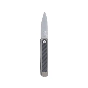 CRKT Pup Slipjoint Pocket Knife 2.09" Drop Point Damasteel Acid Etch Blade Carbon Fiber/Titanium Handle Black