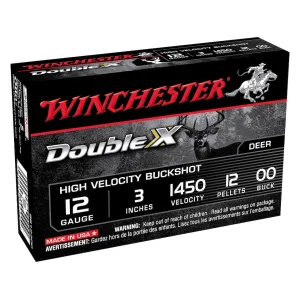 Winchester Double X 12 Gauge Ammo 3" #00 Buckshot 12 Pellets Case of 250 (50 Boxes of 5)