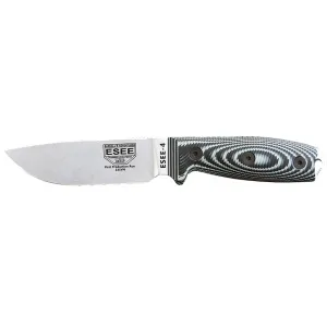 ESEE Knives ESEE-4 3D Fixed Blade Knife 4.5" Drop Point CPM S35VN Stonewashed Blade G-10 Handle Gray