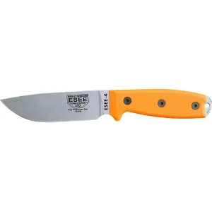 ESEE Knives ESEE-4 Fixed Blade Knife 4.5" Drop Point CPM S35VN Stonewashed Blade G-10 Handle Orange