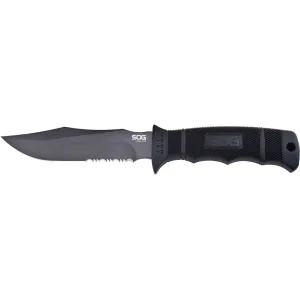 SOG Seal Pup Fixed Blade Knife 4.75" Partially Serrated Clip Point AUS-8 Stainless Black Blade Glass Reinforced Nylon (GRN) Handle Black