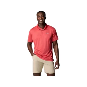 Columbia Men's PFG Solar Stream Short Sleeve Polo Shirt Sunset Red Medium